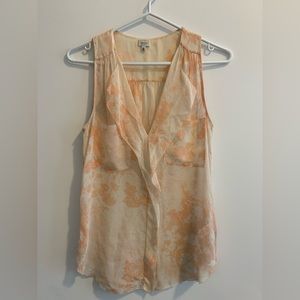Aritzia T. By Babaton Sleeveless %100 Silk Blouse with Ruffles White XXS